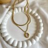 18k gold plated on 316Lstainless steel Opal pendant necklace - Image 3