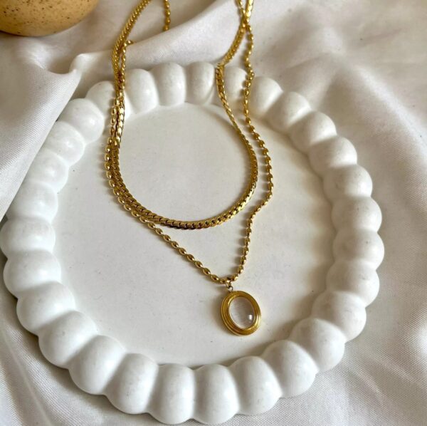 18k gold plated on 316Lstainless steel Opal pendant necklace - Image 3