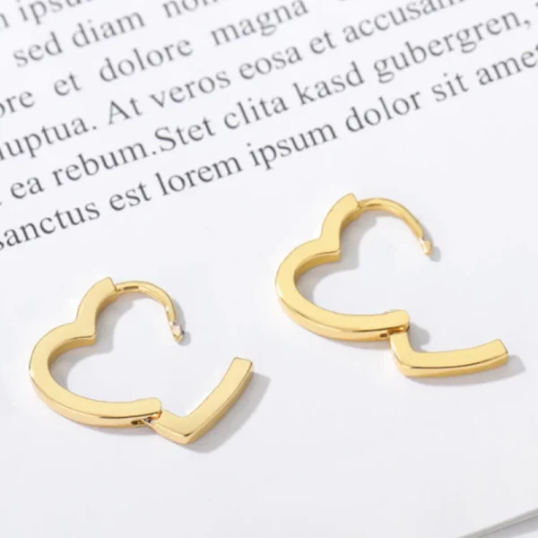 Heart mini hoops 18K Gold on 316L Stainless steel Antitarnish - Image 5