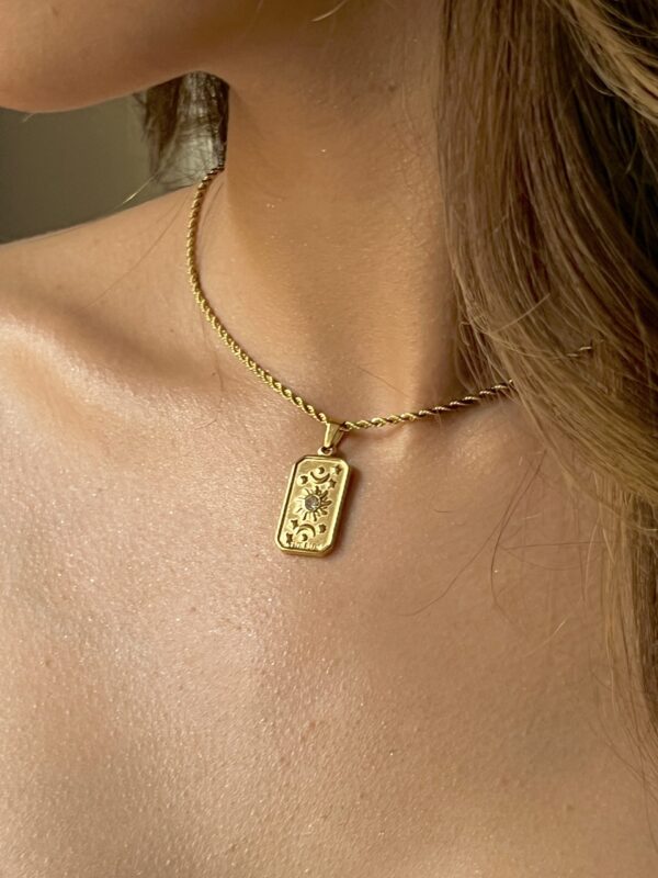 Sun sign Unisex 18k gold plated on Stainless Steel Anti Tarnish - Image 3