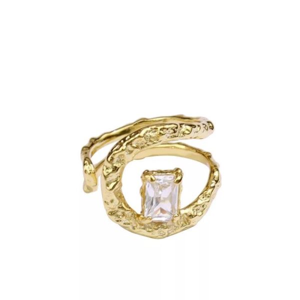 Stainless Steel 18K Gold Plated Harmony hammered ring - Image 4