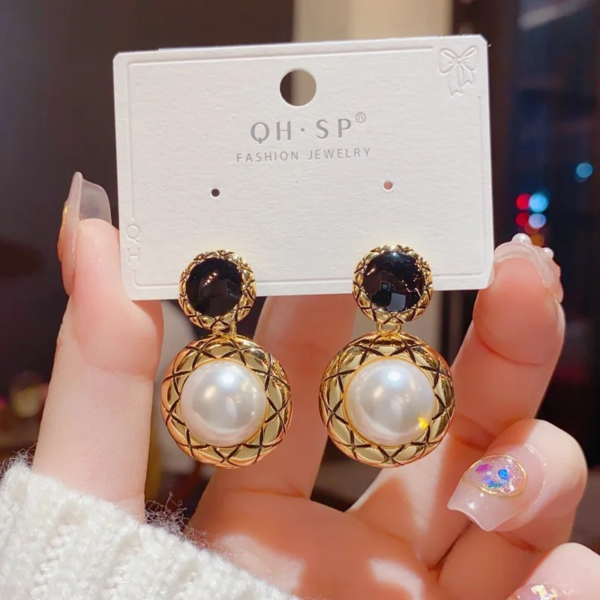 Golden Nickel Free Pearl Alloy Drops & Danglers - Image 4
