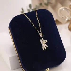 Cute teddy 18k Gold Antitarnish invisible trendy Necklace