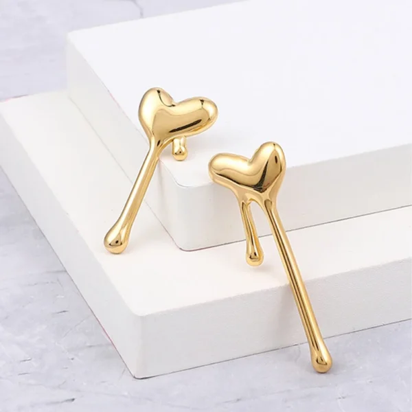 18k Gold plated on stainless uneven Melting heart - Image 5