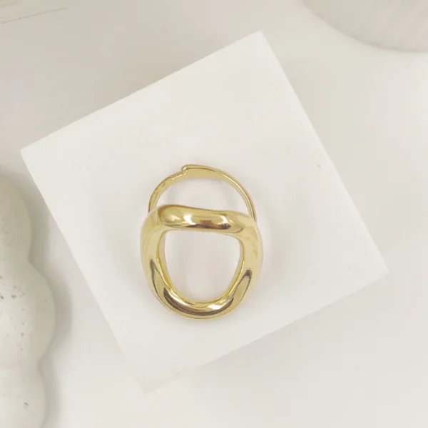 Stainless Steel 18K Gold Plated Oval open ring - Image 3