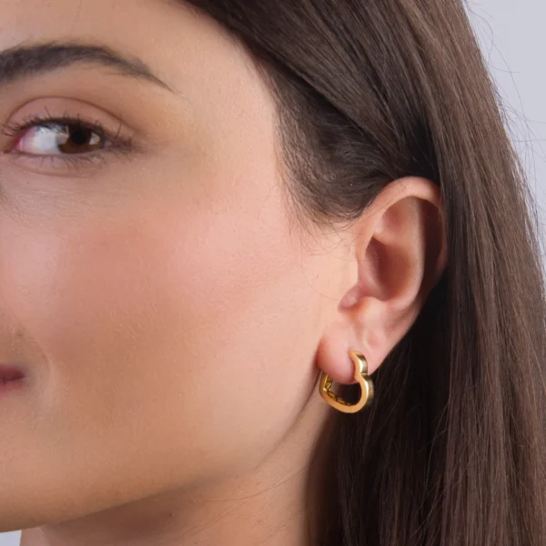 Heart mini hoops 18K Gold on 316L Stainless steel Antitarnish - Image 4