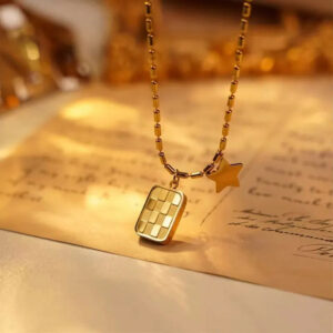 Dainty 18k Gold Antitarnish square star pendant Necklace