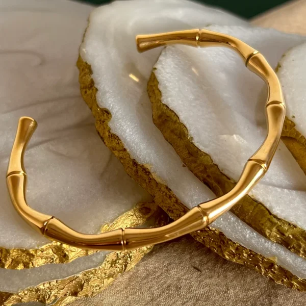 18K gold plated on 316L stainless steel Bamboo cuff