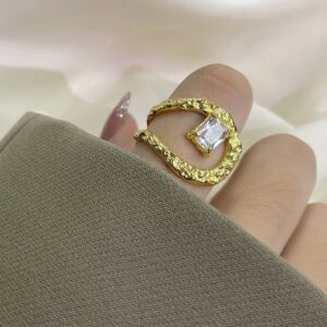 Stainless Steel 18K Gold Plated Harmony hammered ring