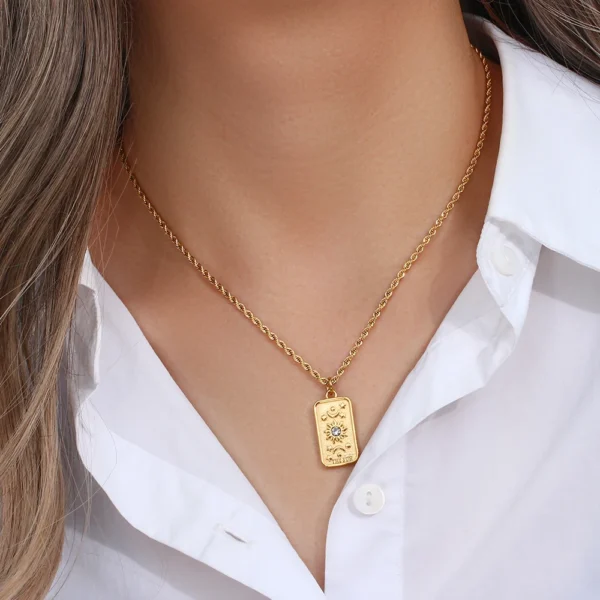 Sun sign Unisex 18k gold plated on Stainless Steel Anti Tarnish - Image 4
