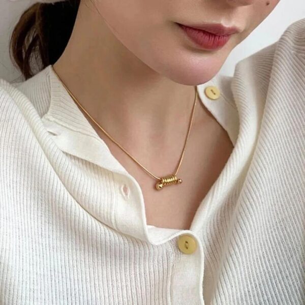 18K Gold Plated spiral 316L stainless steel necklace - Image 5