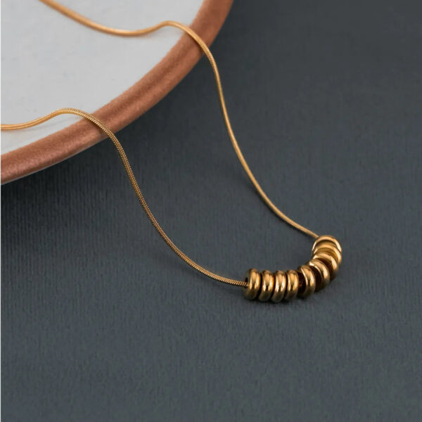 18k gold plated on 316L stainless steel Dainty circle necklace - Image 4