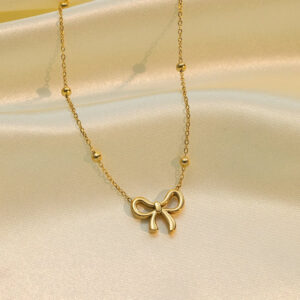 18k gold plated on 316L stainless steel bow necklace