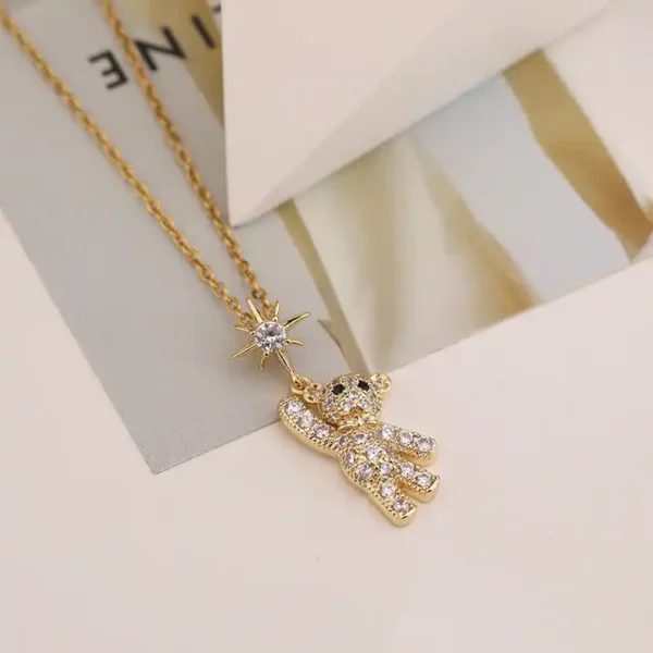 Cute teddy 18k Gold Antitarnish invisible trendy Necklace - Image 5