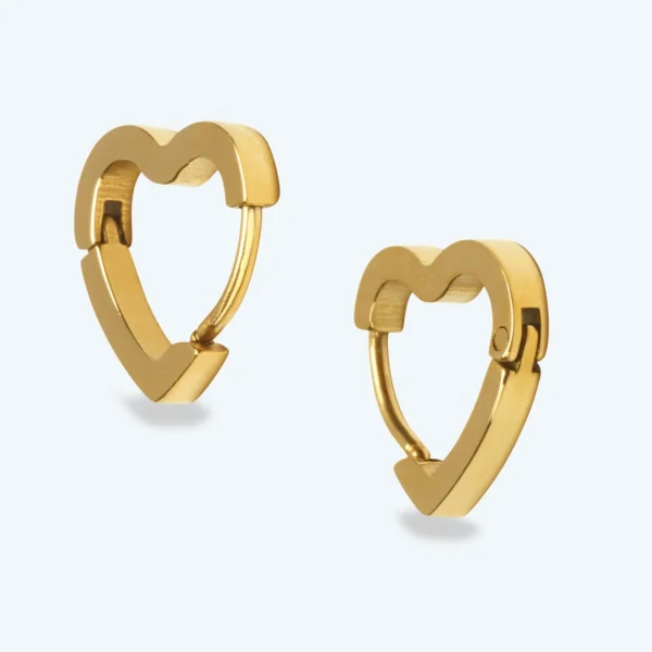 Heart mini hoops 18K Gold on 316L Stainless steel Antitarnish - Image 2
