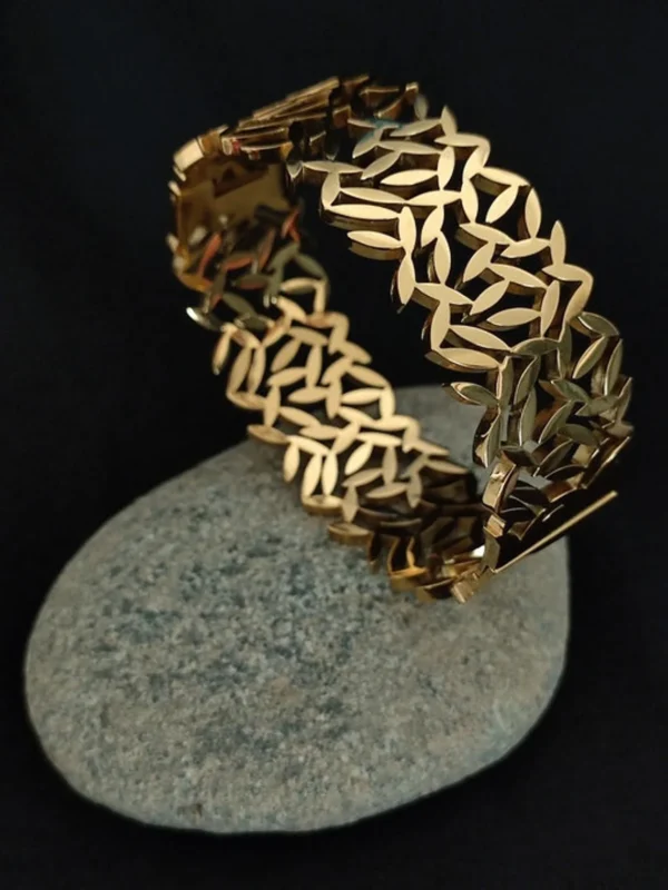 18k gold plated on 316L stainless steel golden cuff bracelet