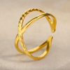 18K Gold Plated Cross design Open Rings