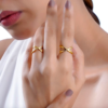 18K Gold Plated Cross design Open Rings - Image 2