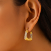 18K Gold C hole hoops 316L Stainless steel Anti Tarnish - Image 4