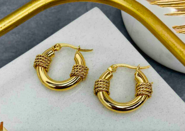 Antitarnish rope twist 316L Stainless steel hoops daily wear