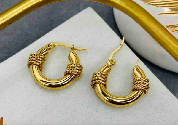 Antitarnish rope twist 316L Stainless steel hoops daily wear - Image 3