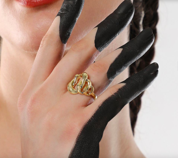 18K Gold Plated Huda Open Rings Antitarnish - Image 2