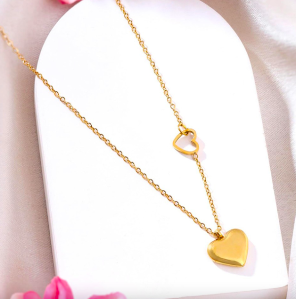 18k gold plated on 316L stainless steel Heart necklace - Image 4