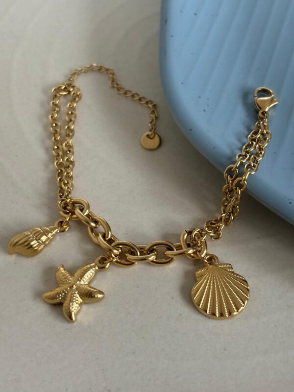 Marine 3 charm 18k gold plated on 316L stainless steel bracelet