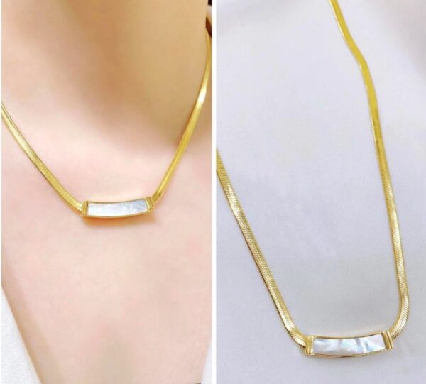18k gold plated on 304 stainless steel marble pendant necklace - Image 2