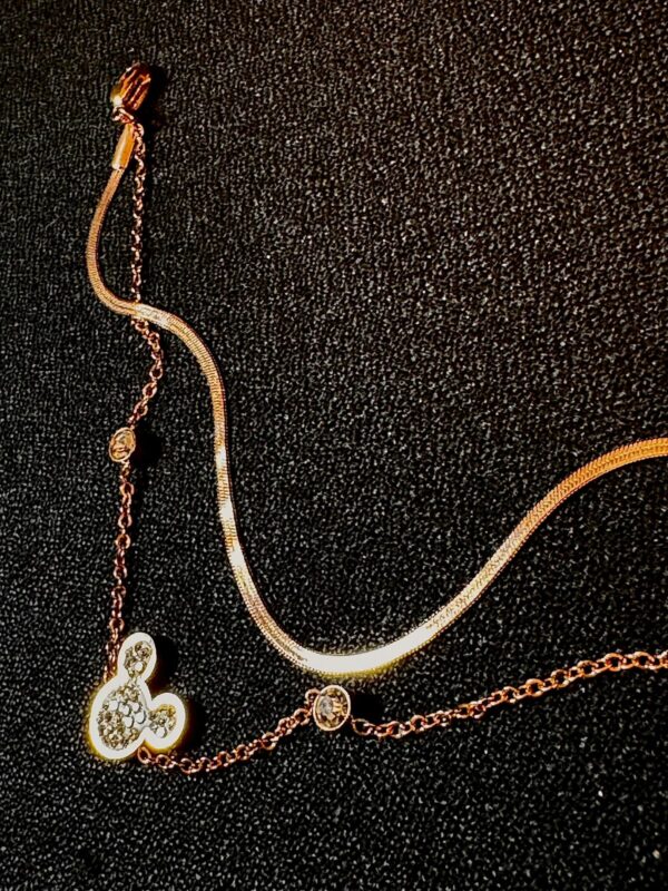 Antitarnish Rose gold Mickey chain 2 layer bracelet - Image 2