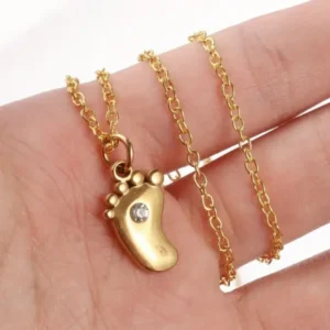 18K Gold Plated on stainless steel Baby foot Necklace