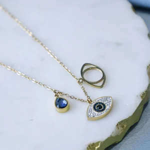 18k gold plated on 316L stainless steel small evil eye pendant necklace (Copy)