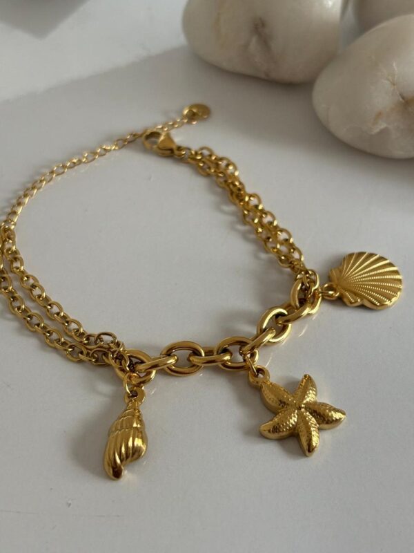 Marine 3 charm 18k gold plated on 316L stainless steel bracelet - Image 2