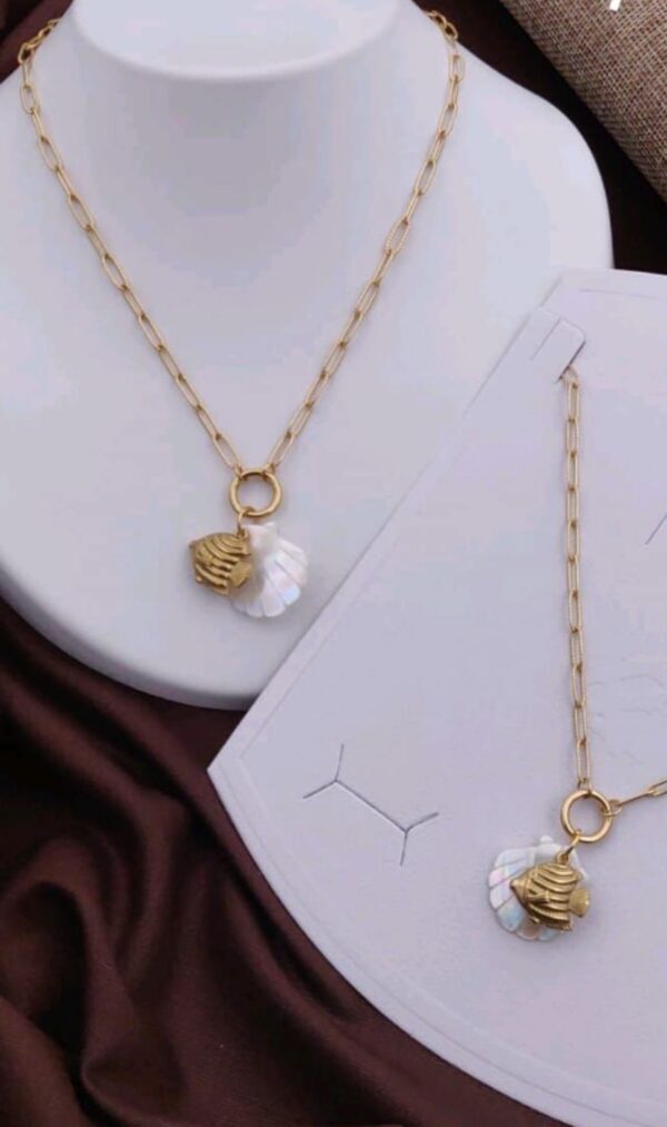 Beach Necklace Shell 18K Gold Plated Fish Pendant Necklaces Dainty Summer Ocean Theme Jewelry Gift - Image 2