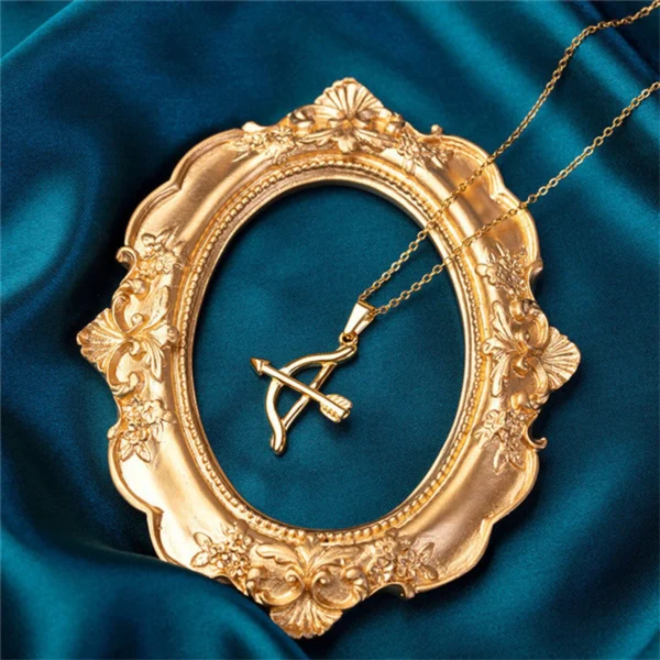 18K Gold Plated on stainless steel Bow and Arrow Necklace - Image 2