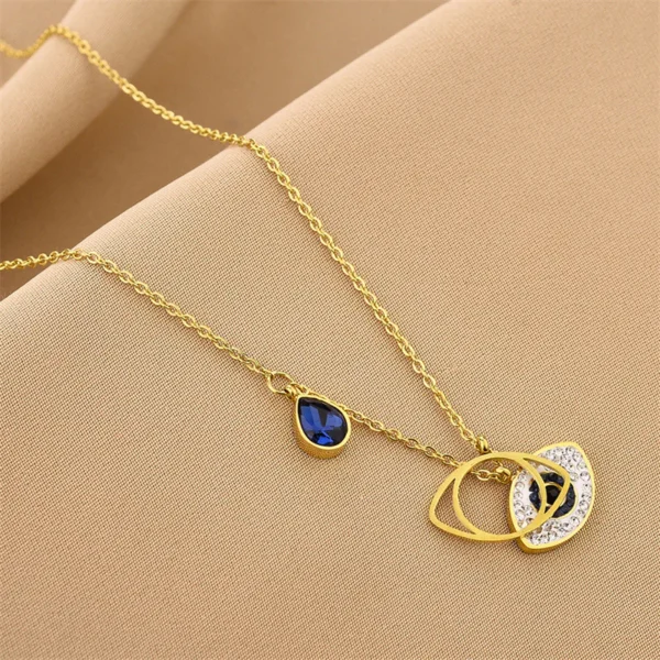 18k gold plated on 316L stainless steel Large evil eye pendant necklace - Image 3