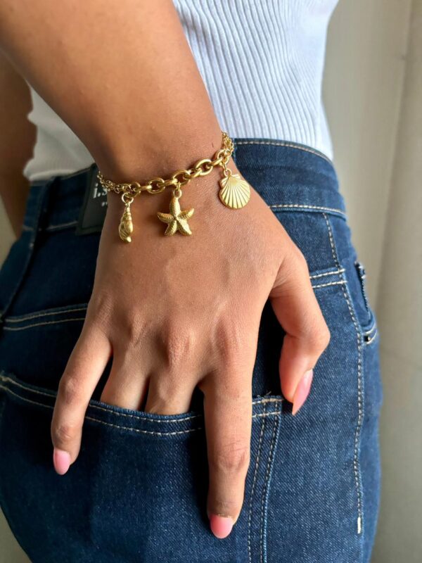 Marine 3 charm 18k gold plated on 316L stainless steel bracelet - Image 3