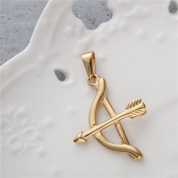 18K Gold Plated on stainless steel Bow and Arrow Necklace - Image 3