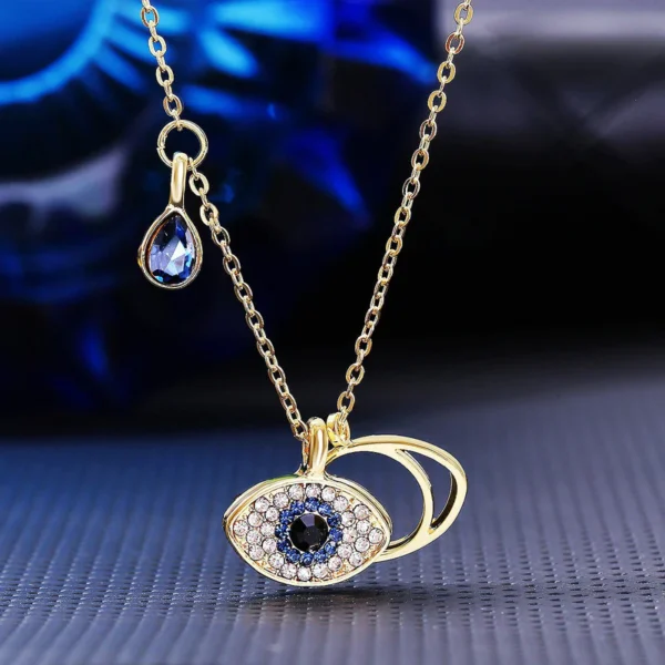 18k gold plated on 316L stainless steel Large evil eye pendant necklace - Image 4