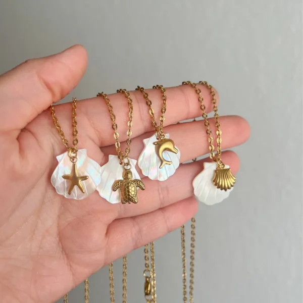 Beach Necklace Shell 18K Gold Plated Tortoise Pendant Necklaces Dainty Summer Ocean Theme Jewelry Gift - Image 5