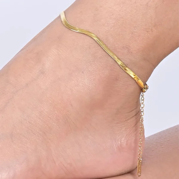 Anti Tarnish Titanium steel 18k gold plated snake chain Anklet - Image 4