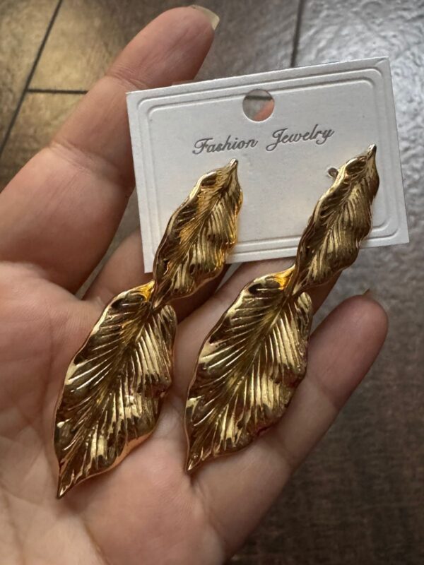 316L Stainless steel Metallic leaf hanging earring