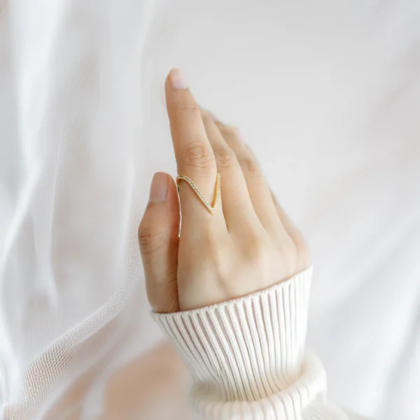 Stainless Steel Gold Plated V shape ring waterproof( for lean finger size only)