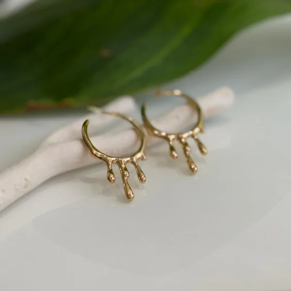 18k Gold plated on stainless steel Hoop water drop Antitarnish earrings - Image 2