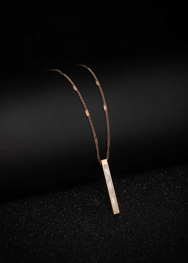 Unisex Rose gold plated on Stainless Steel Anti Tarnish Bar charm necklace