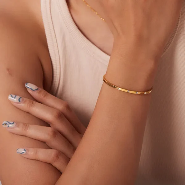 18k gold plated AD stone filled 2.6 size Antitarnish stainless steel bangle - Image 4