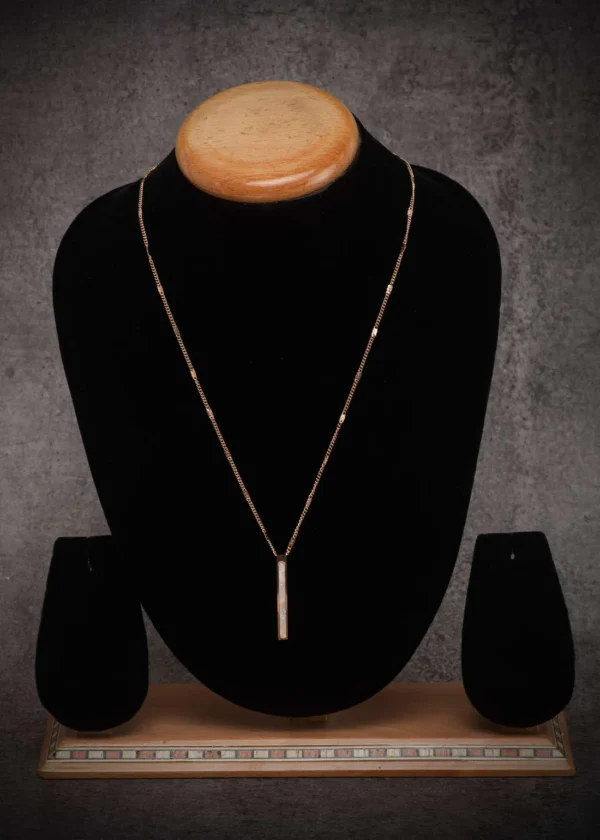 Unisex Rose gold plated on Stainless Steel Anti Tarnish Bar charm necklace - Image 2