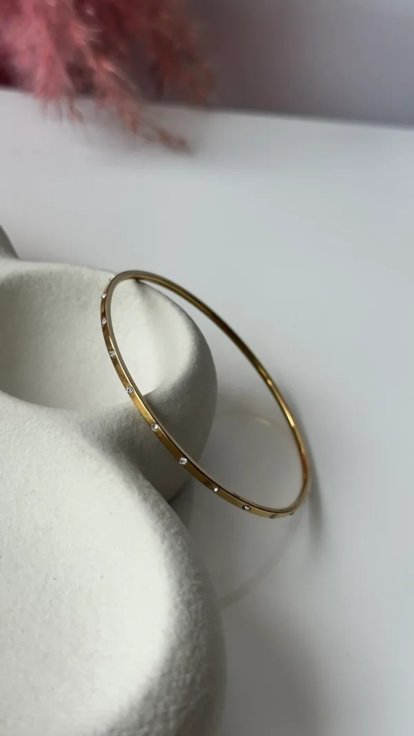 18k gold plated AD stone filled 2.6 size Antitarnish stainless steel bangle - Image 3