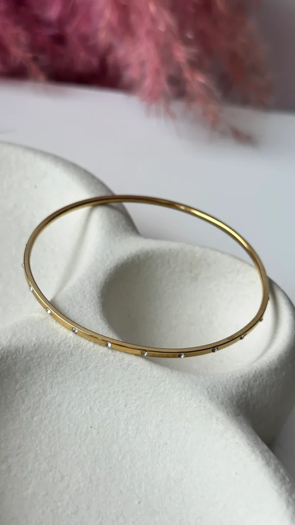 18k gold plated AD stone filled 2.6 size Antitarnish stainless steel bangle - Image 7
