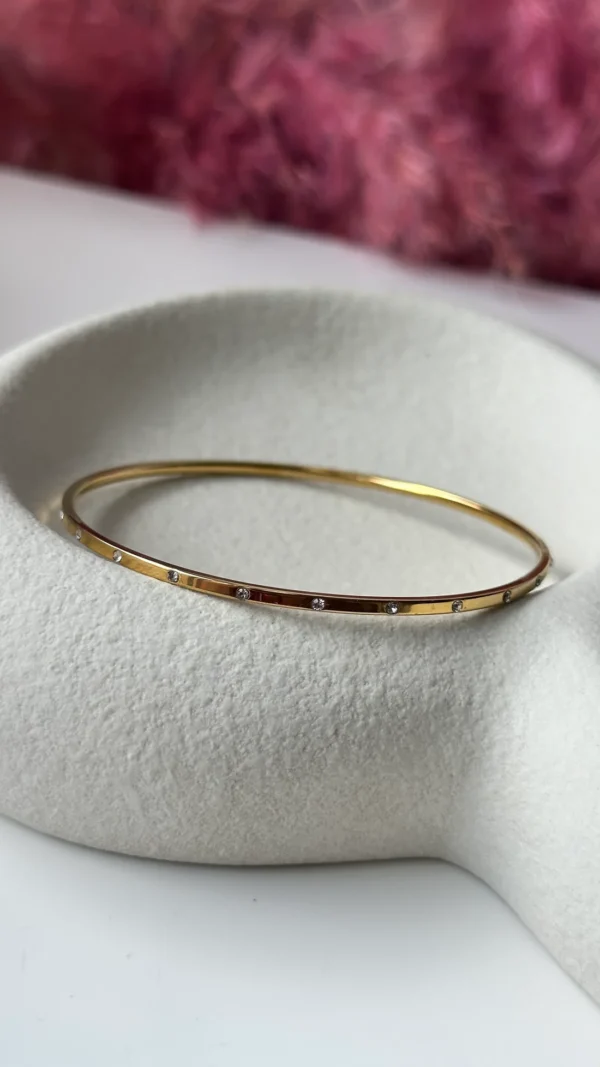 18k gold plated AD stone filled 2.6 size Antitarnish stainless steel bangle - Image 6